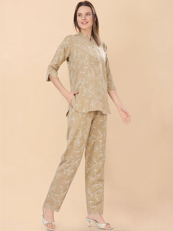 Be You Embroidered Top With Trousers Co-Ords