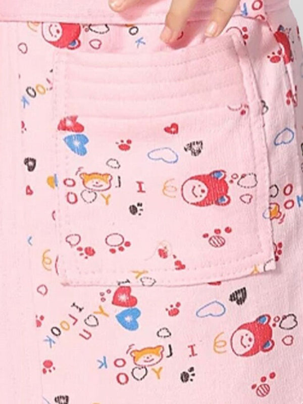 Be You Girls Printed Terry Cotton Water Absorbent Bath Robe With Belt