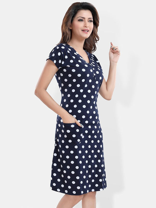 Be You Polka Dots Printed T-shirt Nightdress