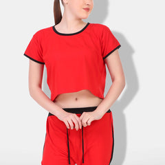 Be You Women Red & Black Night suit