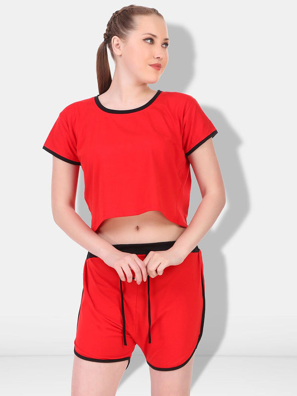 Be You Women Red & Black Night suit