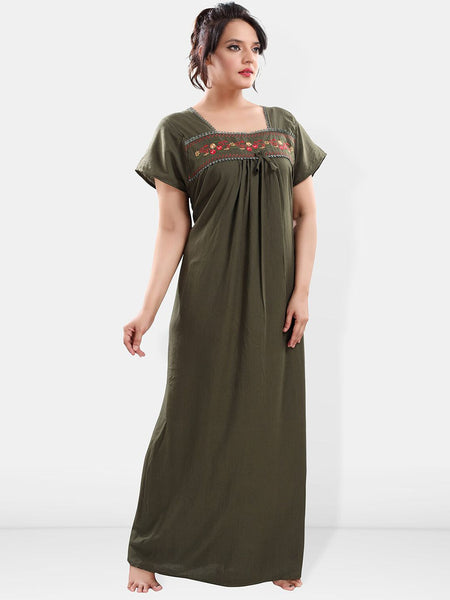 Be You Floral Embroidered Square Neck Maxi Sweat Nightdress