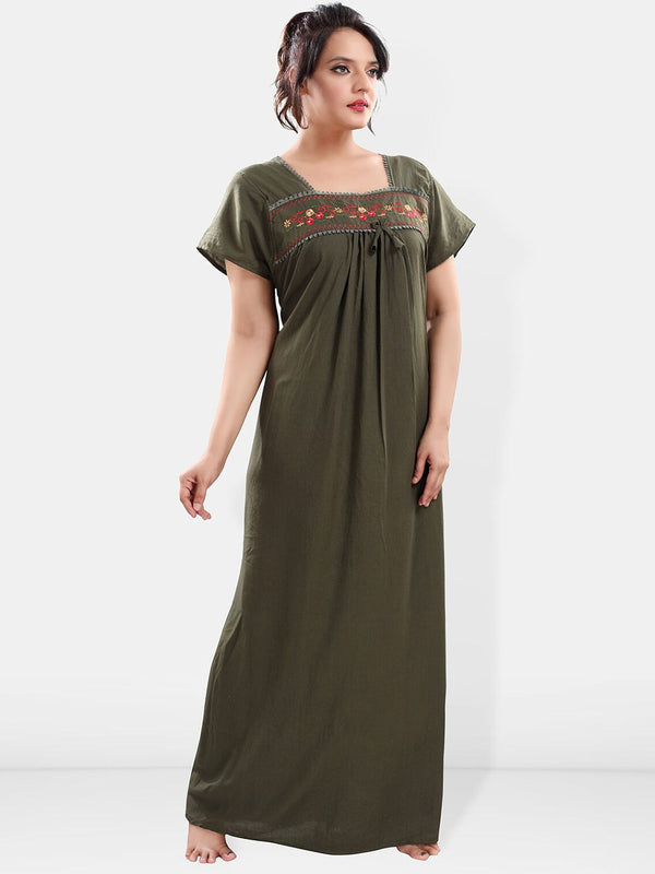 Be You Floral Embroidered Square Neck Maxi Sweat Nightdress