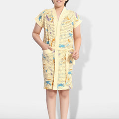 Be You Letter Print Beige Typography Cotton Drawstring Knee Length Bath Robe