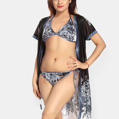 Be You Women Satin Floral Printed Nightwear Set