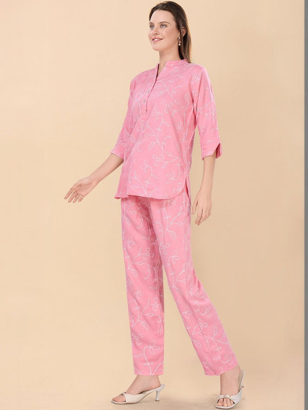 Be You Embroidered Top With Trousers Co-Ords