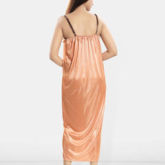 Be You Women Shoulder Strap Embroidered Nightdress with Robe