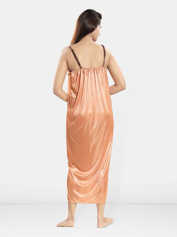 Be You Women Shoulder Strap Embroidered Nightdress with Robe