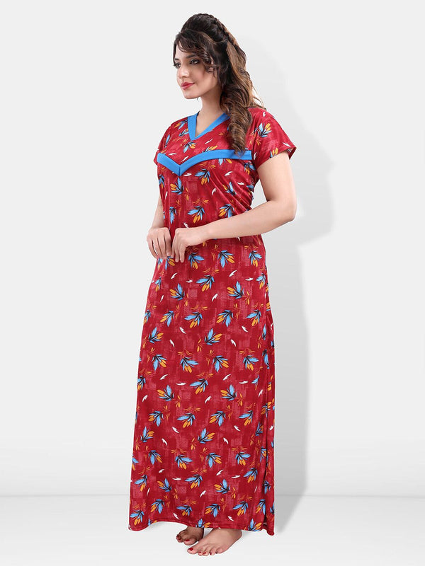 Be You Floral Printed Satin Feeding & Maternity Nightdress