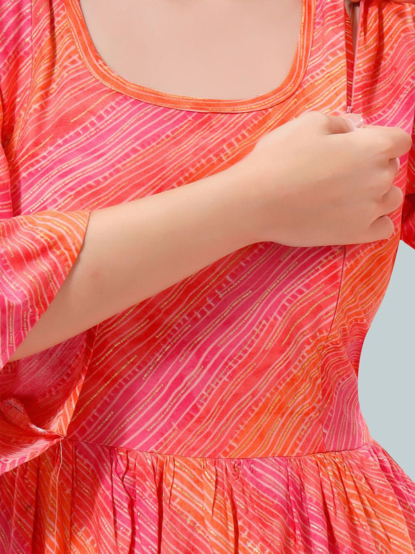 Be You Striped Bell Sleeves Maternity Kurta