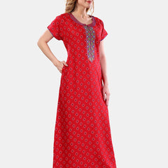 Be You Ethnic Motifs Printed Maxi Nightdress