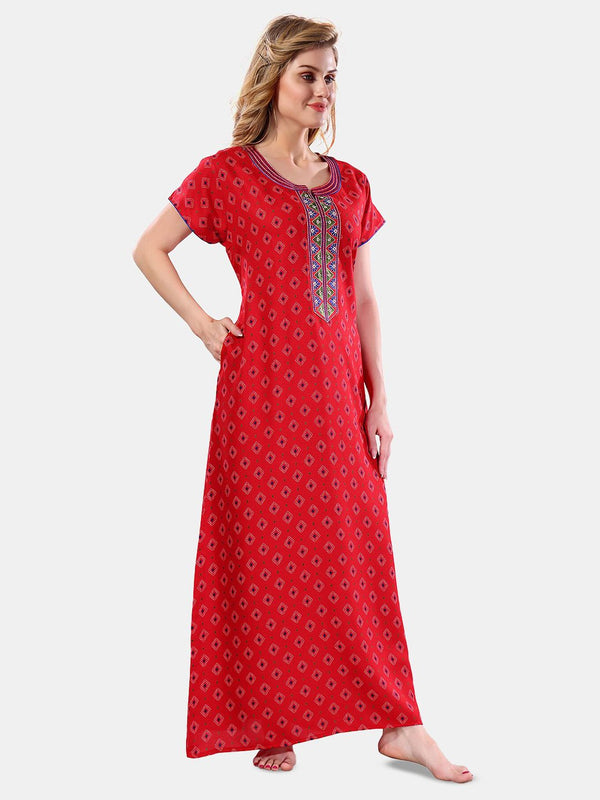 Be You Ethnic Motifs Printed Maxi Nightdress