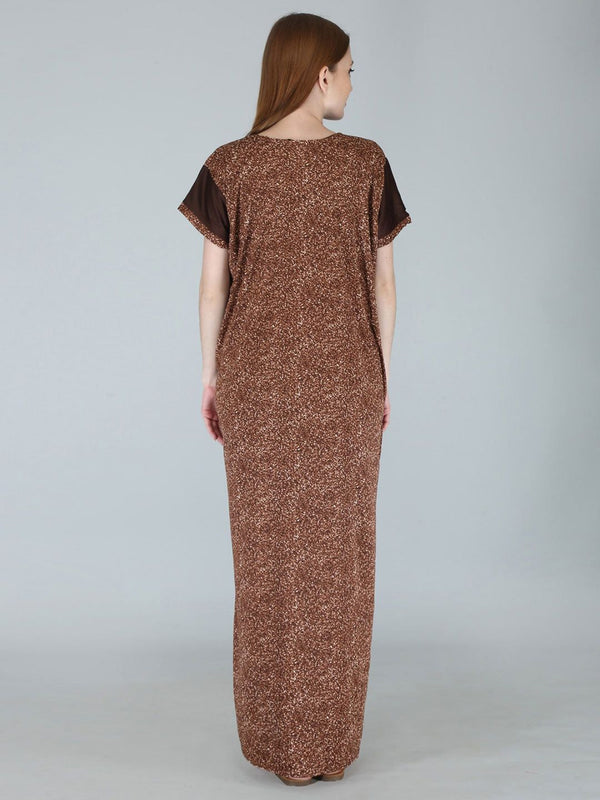 Be You Women Printed Satin Maxi Nightdress