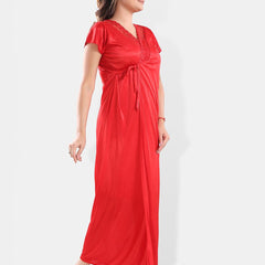 Be You Shoulder Straps Satin Night Suit With Robe