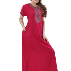 Be You Pink Embroidered Maxi Nightdress