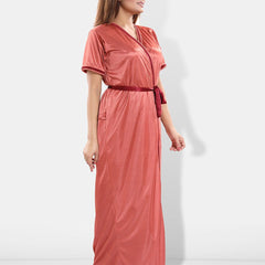 Be You V-Neck Satin Maxi Wrap Nightdress With Robe