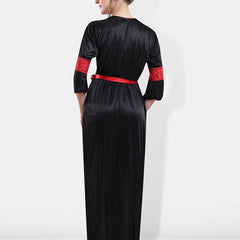 Be You Self Designed Shoulder Straps Satin Maxi Nightdress With Robe