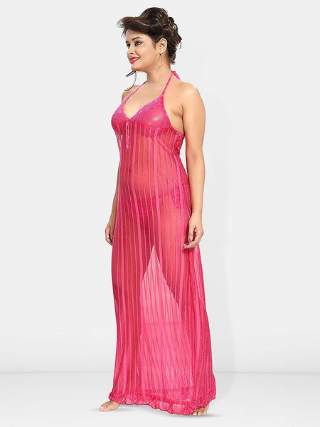 Be You Halter Neck Net Baby Doll With Briefs