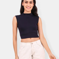 Be You High Neck Cotton Fitted Crop Top