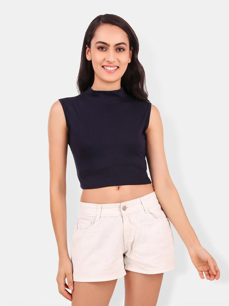Be You High Neck Cotton Fitted Crop Top