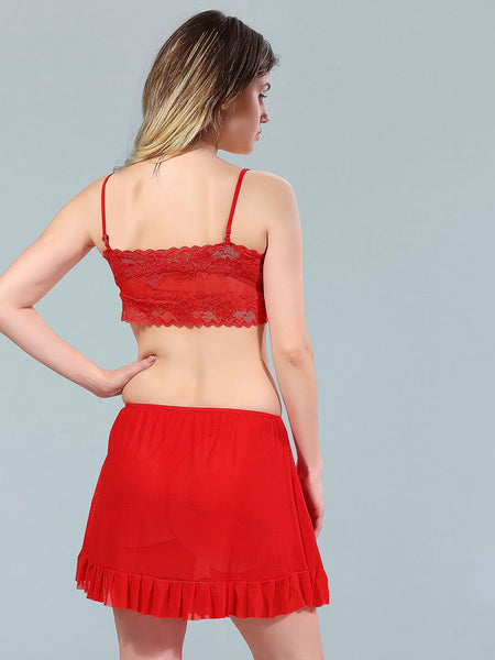 Be You Red Net Baby Doll