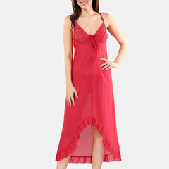 Be You Net Self Design Baby Doll Dress With Thong