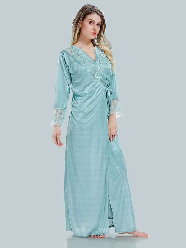 Be You V-Neck Satin Maxi Nightdress With Robe