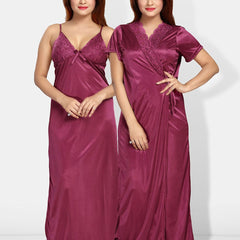 Be You V-Neck Satin Maxi Nightdress With Robe