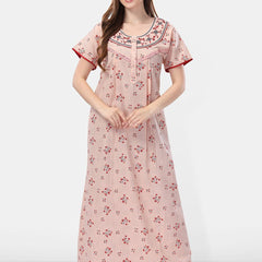 Be You Printed And Embroidered Maxi Nightdress