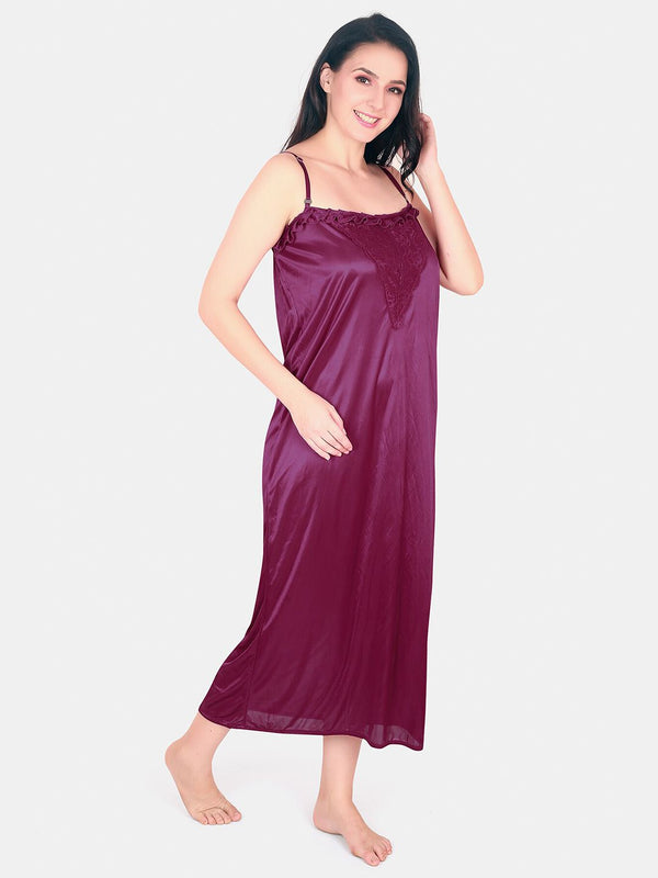 Be You Floral Lace Shoulder Straps Satin Maxi Nightdress With Robe