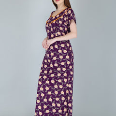 Be You Women Printed Maternity Maxi Nightdress