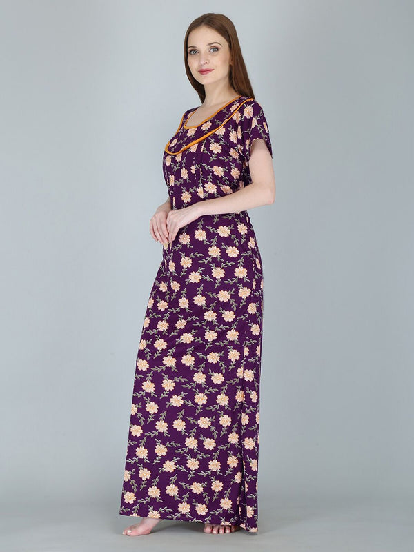 Be You Women Printed Maternity Maxi Nightdress