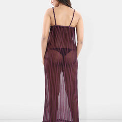 Be You Self Design Shoulder Straps Net Baby Doll With Brief