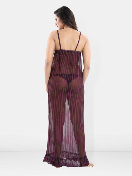 Be You Self Design Shoulder Straps Net Baby Doll With Brief