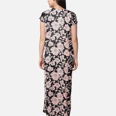 Be You Peach-Coloured Printed Maxi Nightdress
