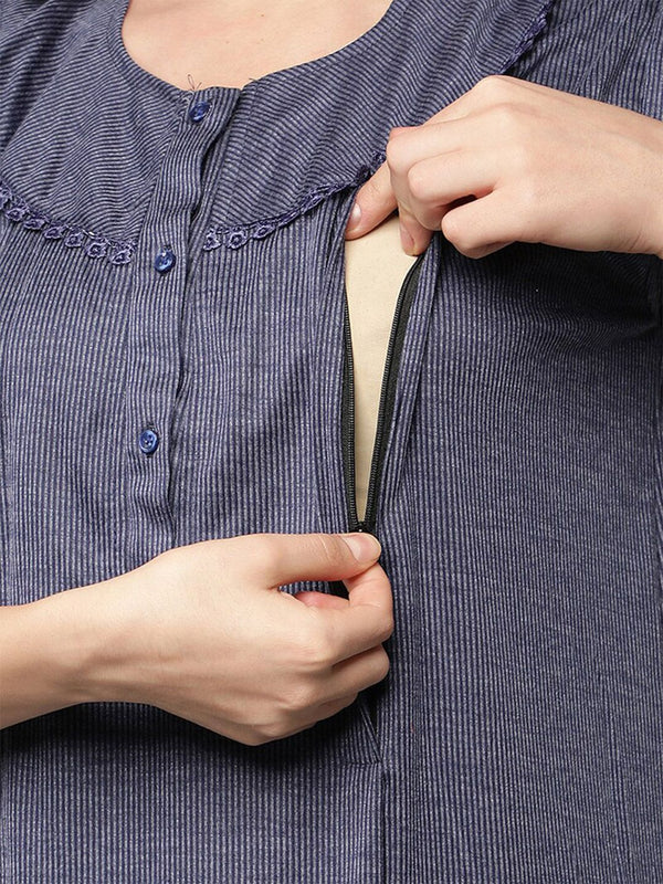 Be You Striped Maternity Maxi Nightdress
