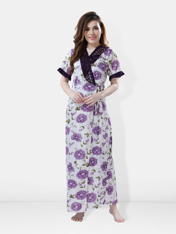 Be You Floral Printed Satin Maxi Nightdress