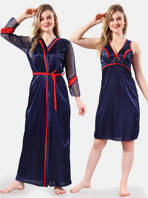 Be You Shoulder Strap Satin Maxi Nightdress With Robe