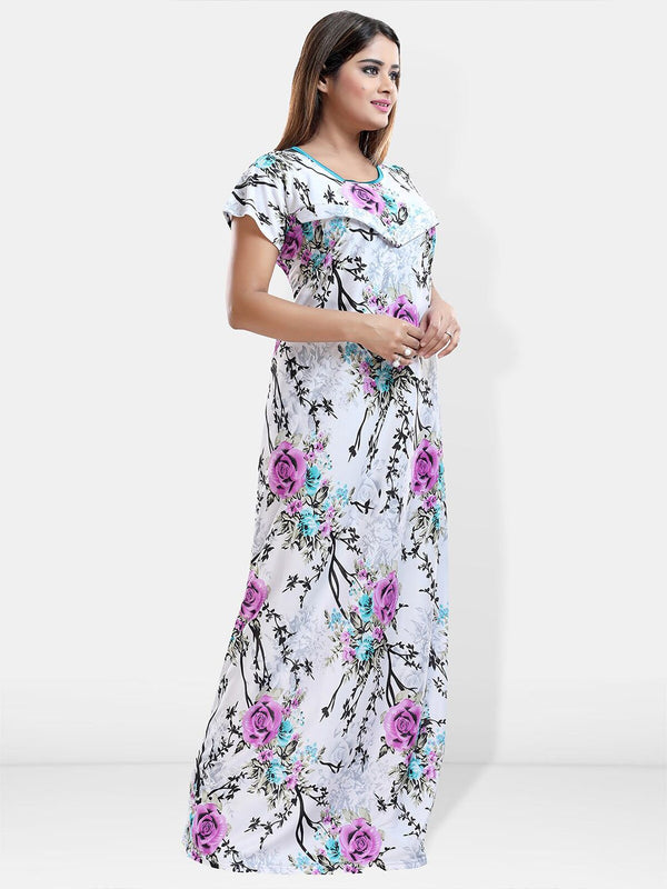 Be You Floral Printed Maxi Satin Maternity Nightdress
