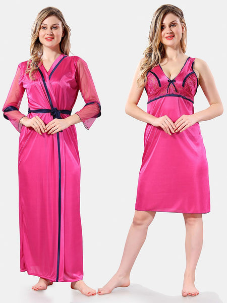 Be You Shoulder Strap Satin Maxi Nightdress With Robe