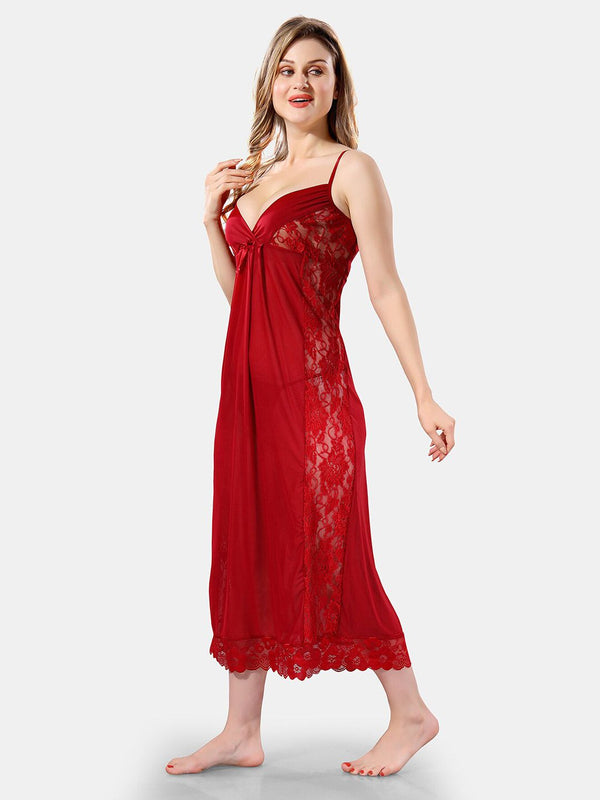 Be You Self Design Shoulder Straps Net Baby Doll With Briefs