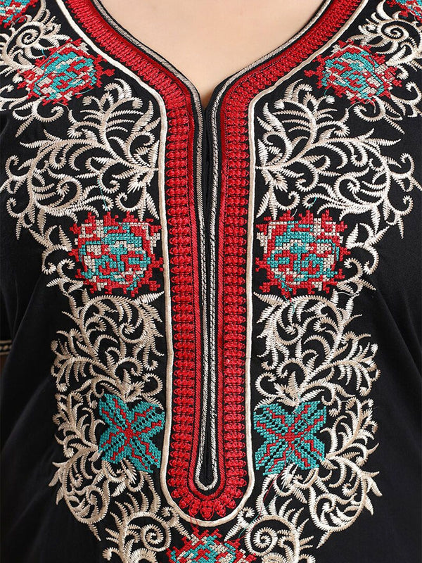 Be You Ethnic Motifs Embroidered Maxi Nightdress