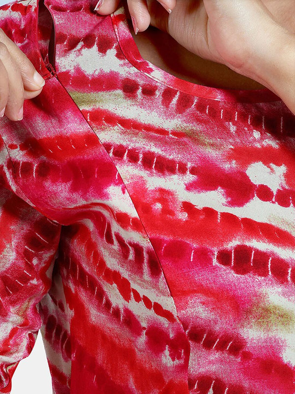Be You Abstract Printed Bell Sleeves Maternity Fit and Flare Dress