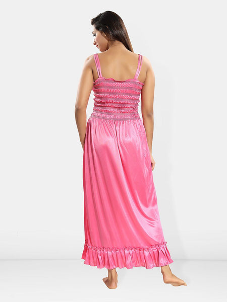 Be You Self Design Shoulder Strap Satin Nightdress