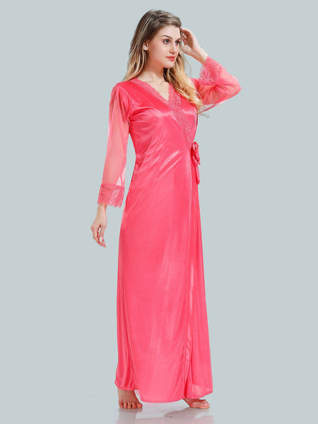Be You V-Neck Satin Nightdress With Robe