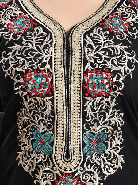 Be You Ethnic Motifs Embroidered Maxi Nightdress