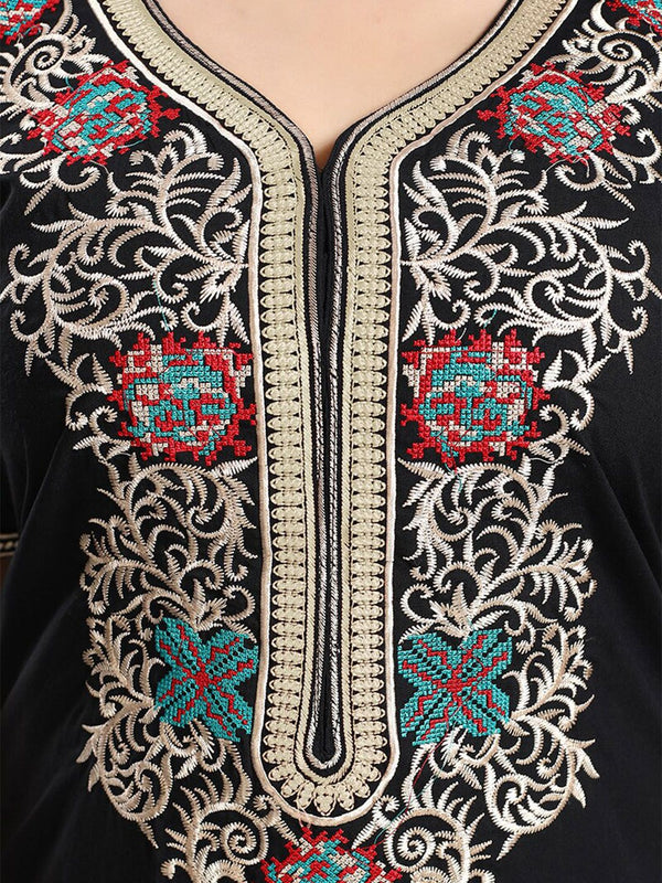 Be You Ethnic Motifs Embroidered Maxi Nightdress