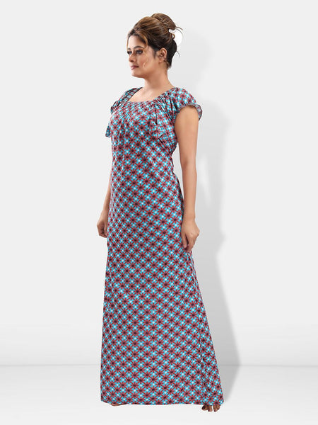 Be You Floral Printed Square Neck Maxi Satin Nightdress