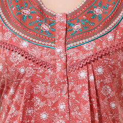 Be You Peach-Coloured Embroidered Maxi Nightdress