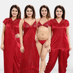 Be You 6 Pieces Satin Maxi Nightdress